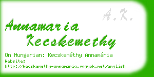 annamaria kecskemethy business card